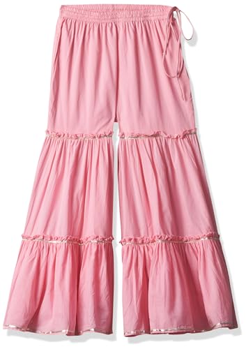 BIBA Girl's Cotton Embroidery Relaxed Kid (Kw4164_Pink_11, Kurta Sharara Set)