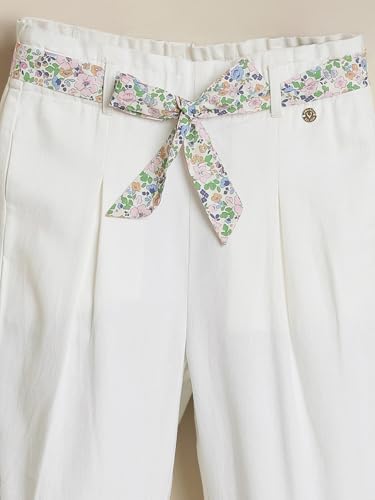 Allen Solly Girls White Solid Trousers