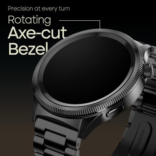 Noise Newly Launched Halo 2 Smartwatch 1.43" AMOLED, 1st Rotating Dial (Axe-Cut Bezel Design), Stainless Steel Build, Menu Transition Animations Effects, BT Calling, Health Suite (Elite Black)