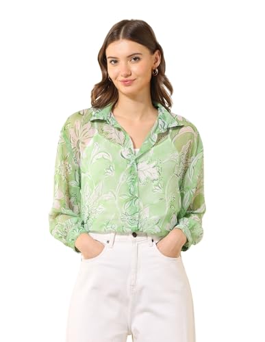 U.S. POLO ASSN. Relaxed Fit Chiffon Sheer Shirt (UWSS25SHT217_Multi-Colour_S)
