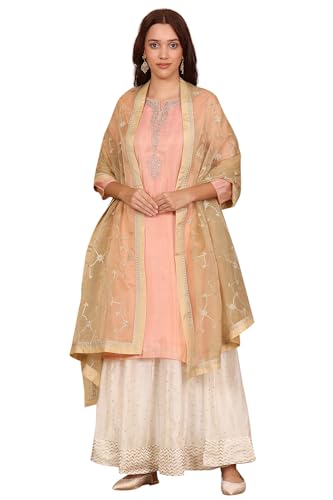 W for Woman Gold Gota Embroidered Organza Dupatta