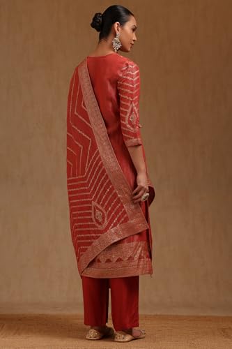 Soch Womens Tissue Woven Designs Suit Set With Cutdana