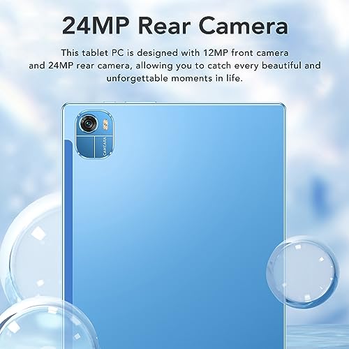 Vikye 10.1 Inch 2-in-1 Tablet with Keyboard and Earphone, 12GB RAM 256GB ROM Octa Core, 12MP 24MP Camera, US Plug (Blue)
