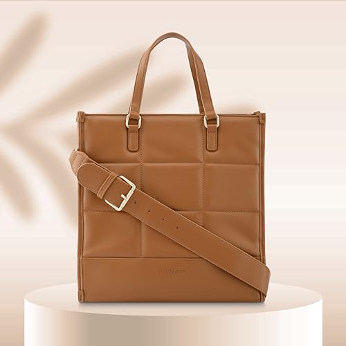 Fastrack PU Zipper Closure Women's Satchel Bag (Brown, LARGE)