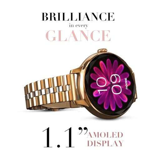 Noise Diva Smartwatch for Women with Diamond Cut Dial, Glossy Metallic Finish, AMOLED Display, New Metal Straps, 100+ Watch Faces, Female Cycle Tracker Smart Watch for Women (Metallic Rose Blend)