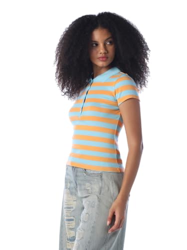 ONLY Women's Striped Regular Fit Multicolor T-Shirt