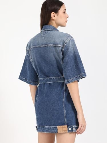 Cotton Spread Collar Denim Dress