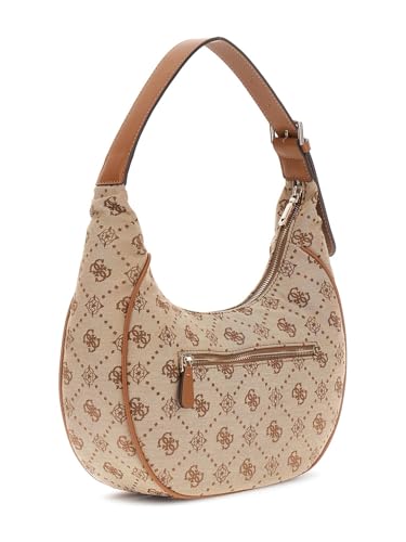 GUESS Latte Logo Printed Neda Hobo Shoulder Bag