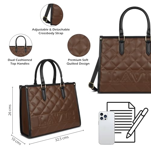 Lavie Women's Quilt Jessa Box Satchel Bag | Satchel Handbag for Work | Ladies Purse | Stylish Shoulder Bag | Gift for Women