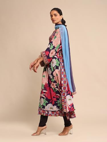 Ritu Kumar Blue Floral Print Kurta With Legging And Dupatta