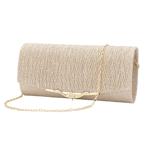 LOOM TREE® Women Evening Bag Party Banquet Glitter Bag Chain Shoulder Bag Champagne | Womens Handbags & Bags