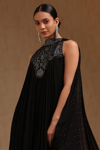 Soch Womens Black Chinon Dress with Mukaish