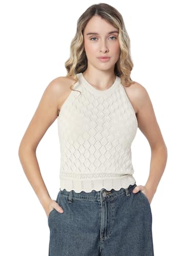 VERO MODA Women's Regular Fit Beige Top
