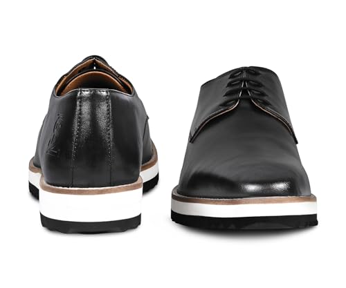 LOUIS STITCH Jet Black Casual Shoes for Men | Ultra Lightweight and Comfortable | Cushioned Footbed Men’s Derbys | LSMX-PLJB | UK-8
