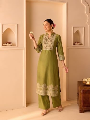Varanga chanderi printed kurta with trouser and dupatta