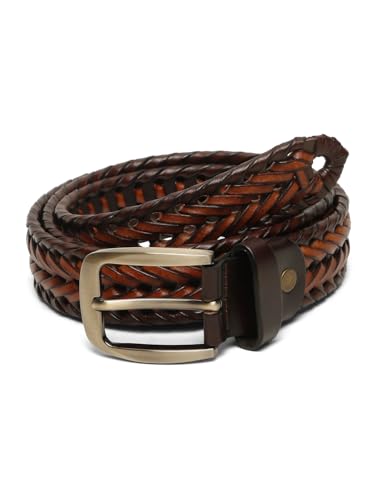 TYBELT Genuine Bunani Leather Belt for Men | Adjustable Waistband up to 44 Inches | Belt for Jeans & Dress Pants | Brown Color (Pack of 1)_90