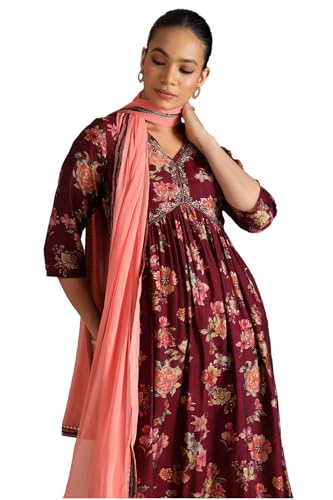 Soch Women's Viscose Blend Salwar Suit Set (EWS5CD21971_Wine