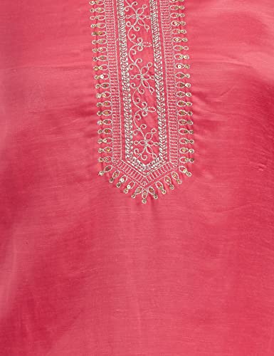 BIBA WOMEN SOLID; EMBROIDRED RELAXED SALWAR KURTA DUPATTA(SKDRUHANI7543_CORAL_38)