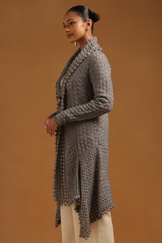 Soch Womens Grey Acrylic Crochet Winter Shrug