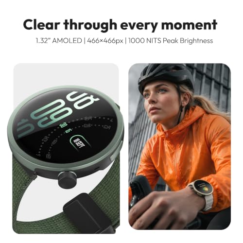Noise Alt Watch 1 Smart Watch 1.32” AMOLED Display, Built-in GPS, AI Suite, Functional Rotating Crown, 1000NITS Brightness, Upto 14 Days Battery - Chosen Green