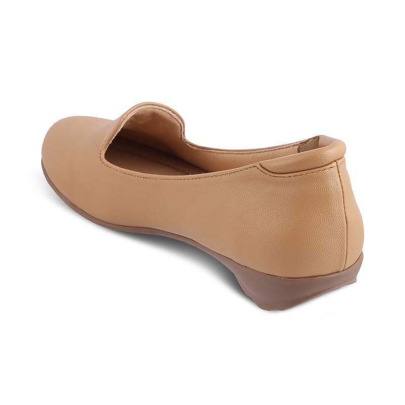 tresmode Asamsy Beige Women's Tassel Mules - Chic, Comfortable & Vegan-Friendly Flats in Size 7 UK / 40 EU