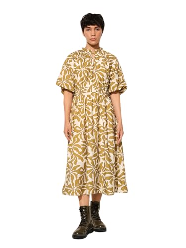 ONLY Women Fit and Flare Yellow Dress