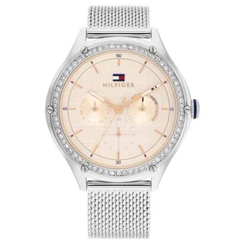 Tommy Hilfiger Multifunction Gold Dial Stainless Steel Strap Watch for Women