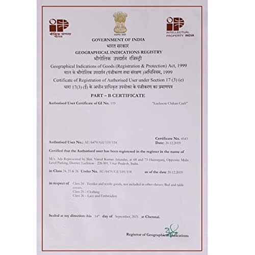 Ada Hand Embroidered Lucknowi Chikankari Georgette Saree With Unstitched Blouse Piece A191488, Peach - Womens