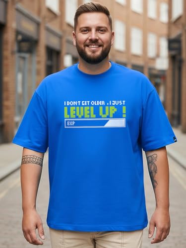 Bewakoof Men's Graphic Print Oversized Fit Half Sleeve Round Neck Cotton Plus Size T-Shirt_694218_Blue_5XL