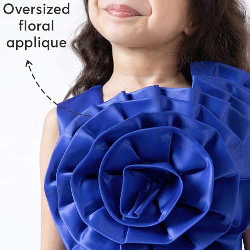 Hopscotch Girls Royal Blue Sleeveless Floral Applique Dress for Age (5-6 Years)
