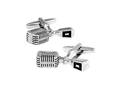 Topen Brass Music Mike Cufflinks for Men (Silver)