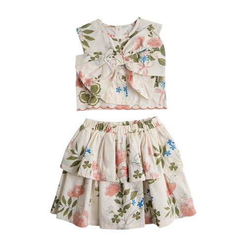 Mothercare Girls Garden Mural Printed Sleeveless 2-Piece Blouse and Skirt Set - Cream