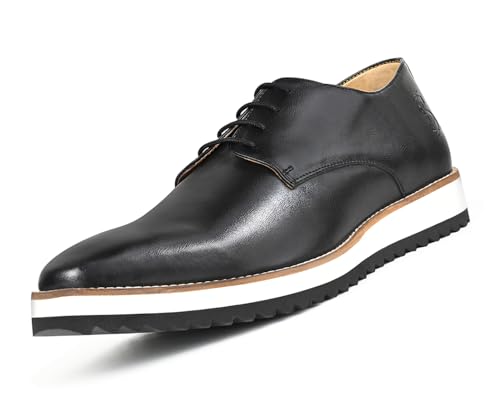 LOUIS STITCH Jet Black Casual Shoes for Men | Ultra Lightweight and Comfortable | Cushioned Footbed Men’s Derbys | LSMX-PLJB | UK-8
