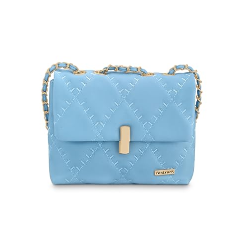 Fastrack Quilted Structured Sling Bag for Women, Girls and Ladies | with Magnetic Metal Lock and Chain Sling