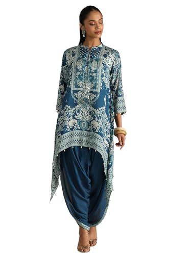 Soch Women's Viscose Kurta Set (RSD-FWS5KS10818_Teal Blue