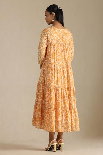 Soch Women's Cotton Calf Length Dress (EWS5KU61268_Yellow