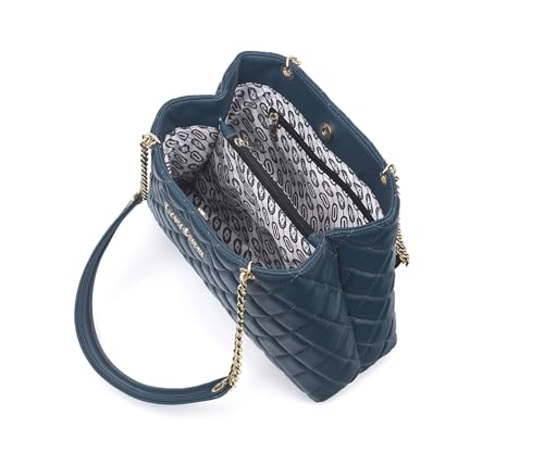 LOUIS STITCH Stylish Dark Blue Handbag for Women | Multi Pocket Ladies Satchel Handbag for Travel, Office, College | LDB-12-CUSBDB