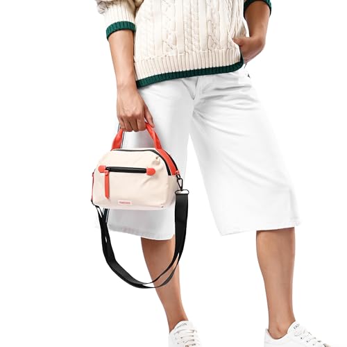 Fastrack Sling Bag for Men & Women | Medium Nylon Sling with Colorblock Design, Zipper Closure, Webbing Strap & Detachable Sling | 2 Compartments with Internal Utility Pockets for Everyday Use