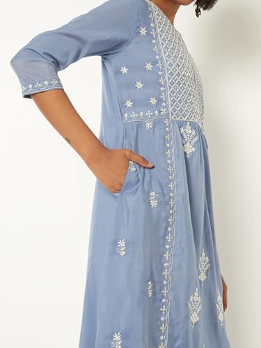 Max Women Embroidered A-Line Kurta(Blue_XXL)