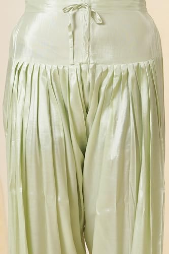 W for Woman Folksong Green Festive Embroidered Cotton A-Line Kurta, Salwar Pant & Dupatta_24MAFS11749-930315_2XL