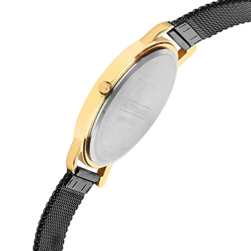 Giordano Wired Collection Analog Slim Watch for Man with Black Dial and Black Metal Mesh Strap Wrist Watches for Men, with Classy Wired Mesh Band - GD4057-22