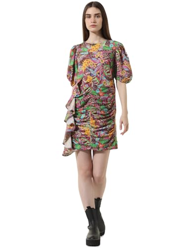 ONLY Women Printed Cotton Above Knee Multicolor Bodycon Dress