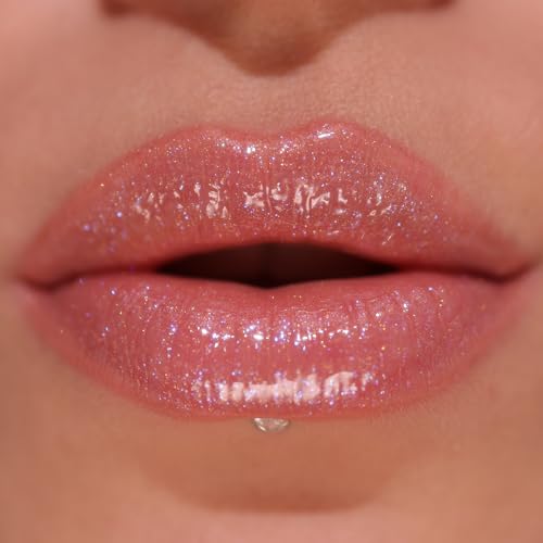 Makeup Revolution Pout Bomb Shimmer Lip Gloss- Glimmer Nude | Glossy Shine + Moisturising Feel | Makes Lips Look Fuller Instantly | Easy to Use, Non-Sticky | 4.6ml