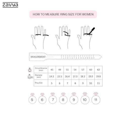 ZAVYA 925 Sterling Silver Designer Cubic Zirconia CZ Rhodium Plated Adjustable Ring | Gift for Women & Girls | With Certificate of Authenticity & 925 Hallmark