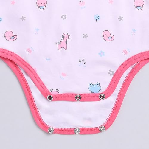 Hopscotch Girls Full Sleeves Pink Bow Applique Bodysuit For Ages (6-9 Months)