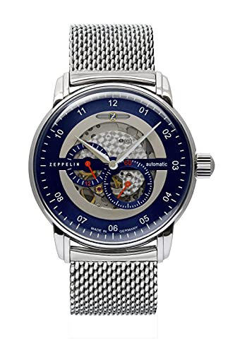 Zeppelin Men’s Automatic Watch with Skeleton dial and Metal Strap