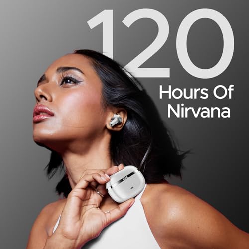 boAt Nirvana Ion ANC, Active Noise Cancellation(~32dB), 120Hrs Battery, App Support, Crystal Bionic Sound, 4Mics ENx, v5.3 Bluetooth Earbuds, TWS Ear Buds Wireless Earphones with mic (Quartz White)