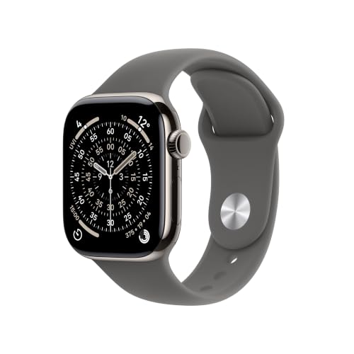 Apple Watch Series 11 GPS + Cellular 42mm Natural Titanium Case with Stone Grey Sport Band - M/L