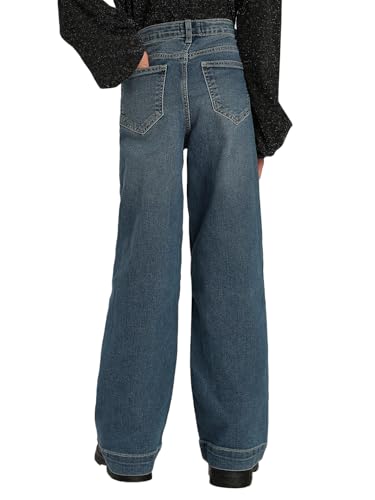 VERO MODA Girl's Solid Wide Leg High Rise Blue Jeans
