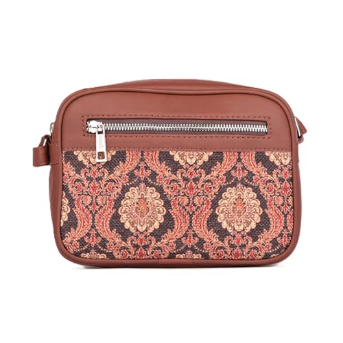 ZOUK Sling Bag | Crossbody Bags for Women | Women's Handbags | Stylish | Vegan Leather Evening Bag | Travel & Office Use | Purse and Wallet | Jodhpur Damask